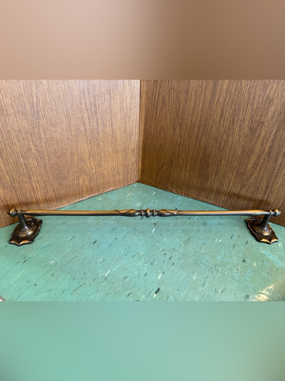 Vintage bathroom towel bar antique bronze Amerock carriage house